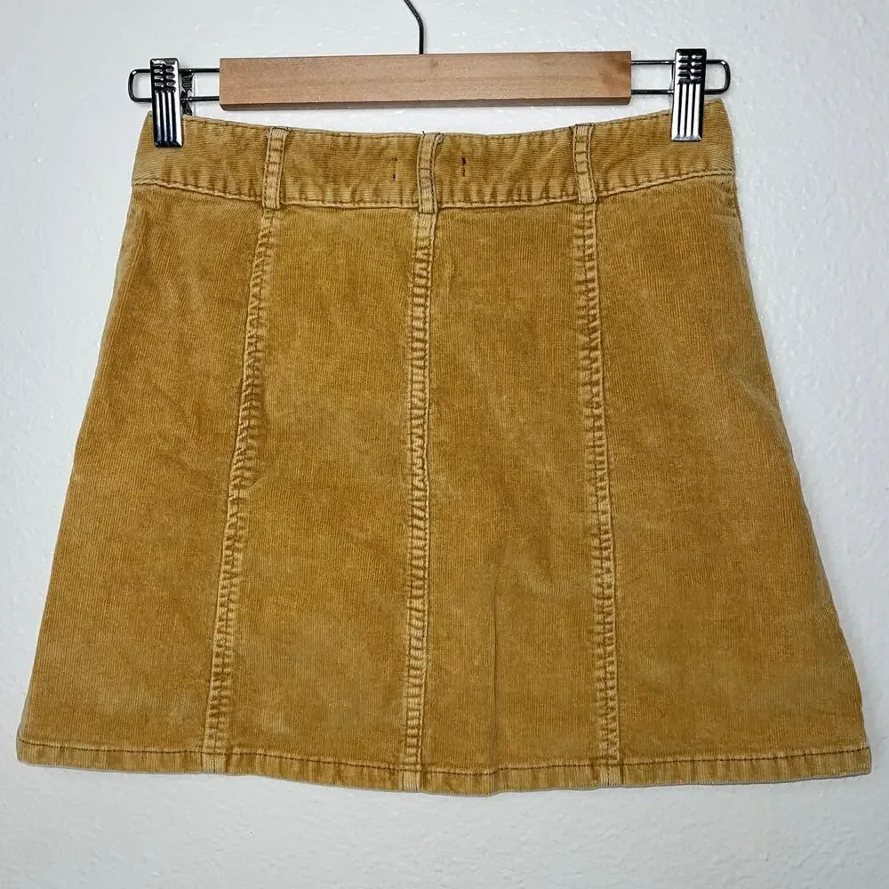 BDG Corduroy skirt | Button Down Mini skirt women's size 2 Marigold dark mustard